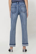 Load image into Gallery viewer, Stretch Mom Jeans w/ Spatter Detail and Cuff
