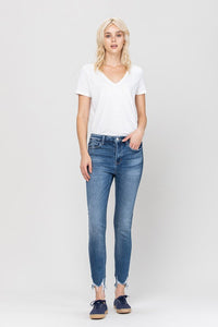 High Rise Ankle Skinny Hem Detail