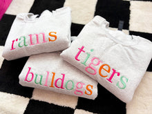 Load image into Gallery viewer, Custom Mascot Rainbow Embroidered Crewneck *MADE TO ORDER 10-15 BIZ DAYS*
