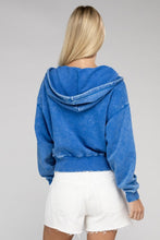 Load image into Gallery viewer, Acid Wash Fleece Cropped Zip-Up Hoodie
