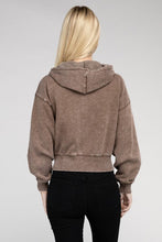 Load image into Gallery viewer, Acid Wash Fleece Cropped Zip-Up Hoodie
