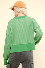 Load image into Gallery viewer, VERY J Exposed Seam Cropped Striped Slit Sweater
