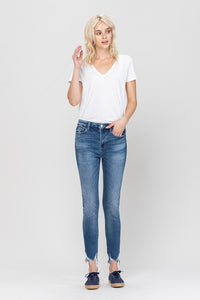 High Rise Ankle Skinny Hem Detail