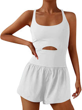 Load image into Gallery viewer, Women&#39;s beautiful back double strap tight jumpsuit yoga sports jumpsuit shorts

