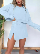 Load image into Gallery viewer, New women&#39;s long-sleeved hooded sweatshirt skirt set
