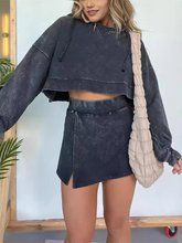 Load image into Gallery viewer, New women&#39;s long-sleeved hooded sweatshirt skirt set
