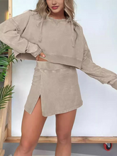 Load image into Gallery viewer, New women&#39;s long-sleeved hooded sweatshirt skirt set
