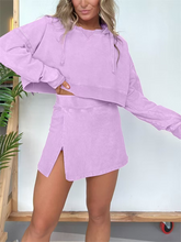 Load image into Gallery viewer, New women&#39;s long-sleeved hooded sweatshirt skirt set
