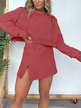 Load image into Gallery viewer, New women&#39;s long-sleeved hooded sweatshirt skirt set
