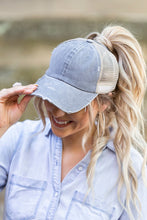 Load image into Gallery viewer, Distressed Messy Bun Hat Cap
