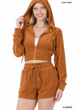 Load image into Gallery viewer, LOOP TERRY ZIP UP CROPPED HOODIE &amp; SHORTS SET
