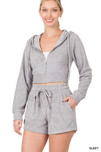 Load image into Gallery viewer, LOOP TERRY ZIP UP CROPPED HOODIE &amp; SHORTS SET
