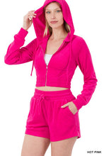 Load image into Gallery viewer, LOOP TERRY ZIP UP CROPPED HOODIE &amp; SHORTS SET
