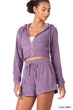 Load image into Gallery viewer, LOOP TERRY ZIP UP CROPPED HOODIE &amp; SHORTS SET
