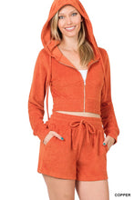Load image into Gallery viewer, LOOP TERRY ZIP UP CROPPED HOODIE &amp; SHORTS SET
