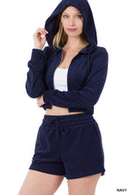 Load image into Gallery viewer, LOOP TERRY ZIP UP CROPPED HOODIE &amp; SHORTS SET
