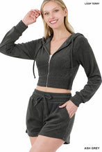 Load image into Gallery viewer, LOOP TERRY ZIP UP CROPPED HOODIE &amp; SHORTS SET
