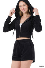 Load image into Gallery viewer, LOOP TERRY ZIP UP CROPPED HOODIE &amp; SHORTS SET
