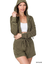 Load image into Gallery viewer, LOOP TERRY ZIP UP CROPPED HOODIE &amp; SHORTS SET
