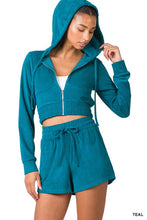 Load image into Gallery viewer, LOOP TERRY ZIP UP CROPPED HOODIE &amp; SHORTS SET
