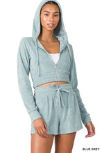 Load image into Gallery viewer, LOOP TERRY ZIP UP CROPPED HOODIE &amp; SHORTS SET
