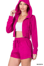 Load image into Gallery viewer, LOOP TERRY ZIP UP CROPPED HOODIE &amp; SHORTS SET

