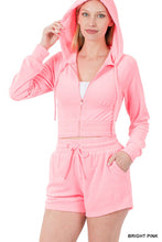 Load image into Gallery viewer, LOOP TERRY ZIP UP CROPPED HOODIE &amp; SHORTS SET

