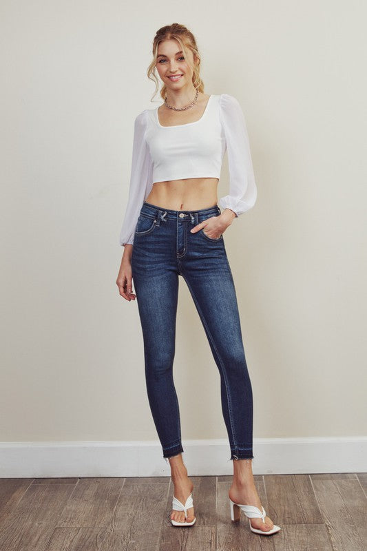 HIGH RISE ANKLE SKINNY JEANS-KC2510D