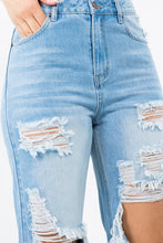 Load image into Gallery viewer, HIGH WAIST DISTRESSED WIDE LEG JEANS
