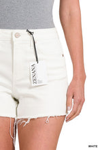 Load image into Gallery viewer, RAW HEM WHITE DENIM SHORTS
