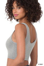 Load image into Gallery viewer, RIBBED SEAMLESS SPLIT NECK CROP TOP
