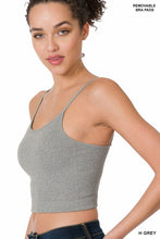 Load image into Gallery viewer, RIBBED SEAMLESS CROPPED CAMI WITH BRA PADS
