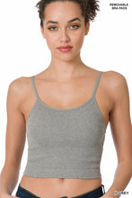 Load image into Gallery viewer, RIBBED SEAMLESS CROPPED CAMI WITH BRA PADS
