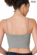 Load image into Gallery viewer, RIBBED SEAMLESS CROPPED CAMI WITH BRA PADS
