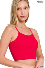 Load image into Gallery viewer, RIBBED SEAMLESS CROPPED CAMI WITH BRA PADS
