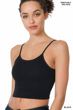 Load image into Gallery viewer, RIBBED SEAMLESS CROPPED CAMI WITH BRA PADS
