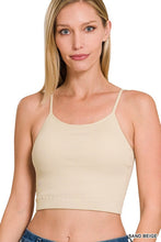 Load image into Gallery viewer, RIBBED SEAMLESS CROPPED CAMI WITH BRA PADS
