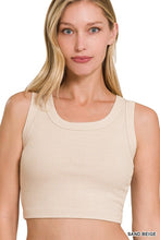 Load image into Gallery viewer, RIBBED SCOOP NECK CROP TANK TOP
