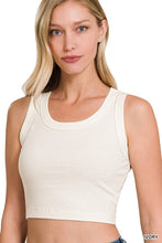 Load image into Gallery viewer, RIBBED SCOOP NECK CROP TANK TOP
