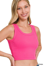 Load image into Gallery viewer, RIBBED SCOOP NECK CROP TANK TOP
