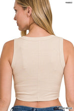 Load image into Gallery viewer, RIBBED SCOOP NECK CROP TANK TOP
