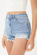 Load image into Gallery viewer, LOVE TREE Raw Hem Cat&#39;s Whisker Denim Shorts
