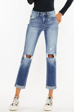 Load image into Gallery viewer, Kancan High Waist Distressed Hem Detail Cropped Straight Jeans
