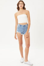 Load image into Gallery viewer, LOVE TREE Raw Hem Cat&#39;s Whisker Denim Shorts
